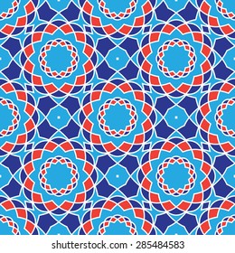 Background with seamless geometric pattern in blue colours