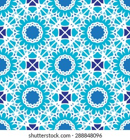 Background with seamless geometric pattern in blue colours