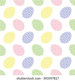 background seamless illustration - Easter eggs in spring pastel colors isolated on a white background