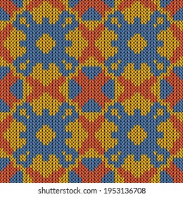 Background seamless knitted fabric . Vector illustration  Colors: Outrageous Orange, Dark Tangerine, Danube