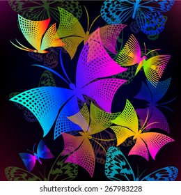 Background seamless multicolored butterflies. Vector