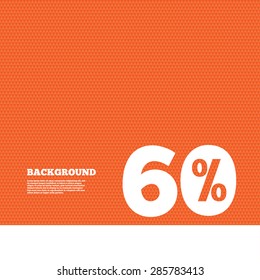 Background with seamless pattern. 60 percent discount sign icon. Sale symbol. Special offer label. Triangles orange texture. Vector