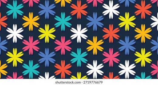 Fondo de flores coloridas abstractas de patrón sin fisuras. Tulipanes, daisi y girasoles