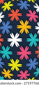 Fondo de flores coloridas abstractas de patrón sin fisuras. Tulipanes, daisi y girasoles