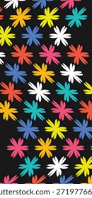 Fondo de flores coloridas abstractas de patrón sin fisuras. Tulipanes, daisi y girasoles