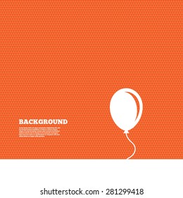 Background with seamless pattern. Balloon sign icon. Birthday air balloon with rope or ribbon symbol. Triangles orange texture. Vector