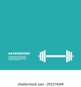 Background with seamless pattern. Barbell sign icon. Muscle lifting symbol. Triangles green texture. Vector