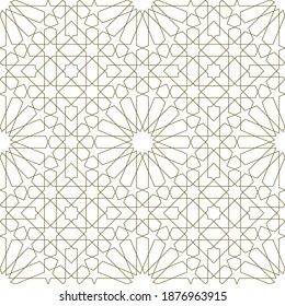 Background seamless pattern based on traditional islamic art.Brown color.Great design for fabric,textile,cover,wrapping paper,background.Fine lines.