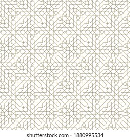 Background seamless pattern based on traditional islamic art.Brown color.Great design for fabric,textile,cover,wrapping paper,background. Average thickness lines.