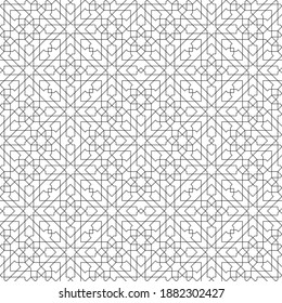 Background seamless pattern based on traditional islamic art.Black color.Great design for fabric,textile,cover,wrapping paper,background.Fine lines.