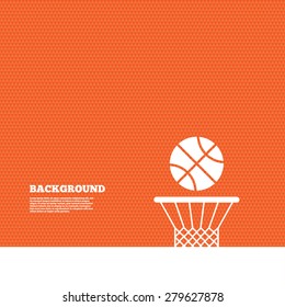 Background With Seamless Pattern. Basketball Basket And Ball Sign Icon. Sport Symbol. Triangles Orange Texture. Vector