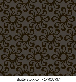 background, seamless pattern with black floral elements, geometric design, vector illustration