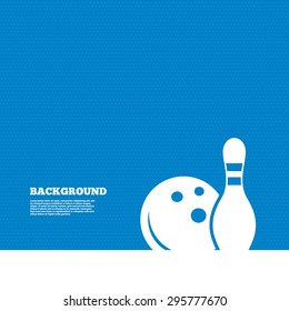 Background with seamless pattern. Bowling game sign icon. Ball with pin skittle symbol. Triangles texture. Vector