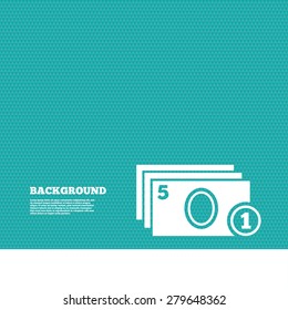 Background with seamless pattern. Cash and coin sign icon. Paper money symbol. For cash machines or ATM. Triangles green texture. Vector