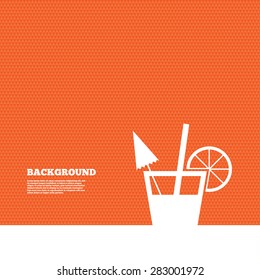 Background with seamless pattern. Cocktail sign. Alcoholic drink symbol. Triangles orange texture. Vector