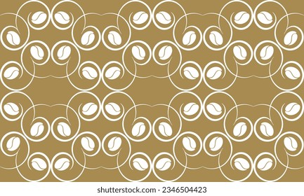 Background, seamless pattern - coffee beans on a golden background