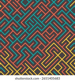 Plano de fundo padrão sem costura tecnologia de linha colorida abstrata na cor marrom. Texturas interiores