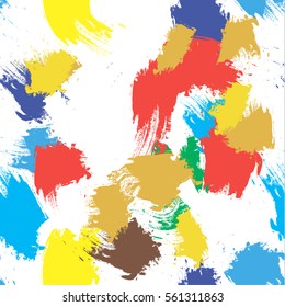 Background seamless pattern of colorful paint brush strokes
