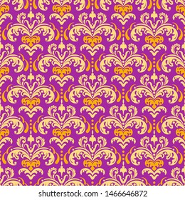 background seamless pattern: colorful, vintage, damask wallpaper, floral pattern, vector graphics