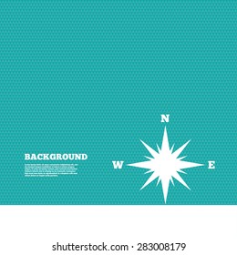 Background with seamless pattern. Compass sign icon. Windrose navigation symbol. Triangles green texture. Vector
