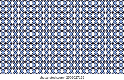 background seamless pattern with cross, X cross diamond geometric repeat pattern. Simple rhombus seamless blue and white background design on fabric printing or wallpaper or packing print