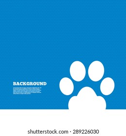 Background with seamless pattern. Dog paw sign icon. Pets symbol. Triangles texture. Vector