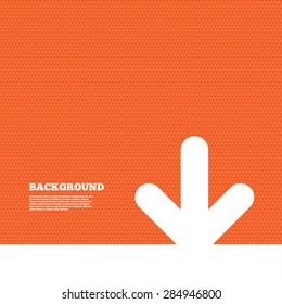 Background with seamless pattern. Download icon. Upload button. Load symbol. Triangles orange texture. Vector