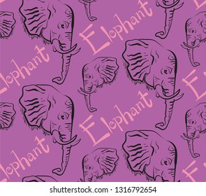 Background, seamless pattern with elephants, texture, vector graphics.