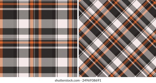 Background seamless pattern of fabric texture vector with a check textile tartan plaid. Set in halloween colours for best trousers and professional look.