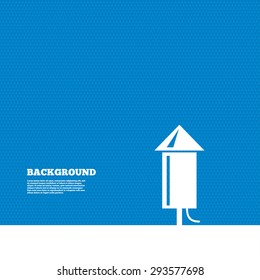 Background with seamless pattern. Fireworks rocket sign icon. Explosive pyrotechnic device symbol. Triangles texture. Vector