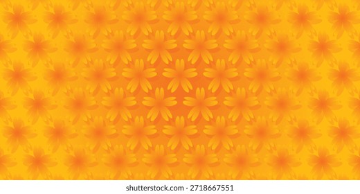 Background seamless pattern of floral stars. Sunflower, daisy and cherry blossom motif