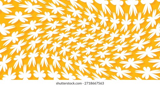 Background seamless pattern of floral stars. Sunflower, daisy and cherry blossom motif
