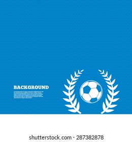 Background with seamless pattern. Football ball sign icon. Soccer Sport laurel wreath symbol. Winner award. Triangles texture. Vector