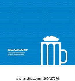 Background with seamless pattern. Glass of beer sign icon. Alcohol drink symbol. Triangles texture. Vector