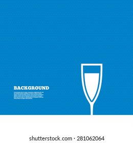 Background with seamless pattern. Glass of champagne sign icon. Sparkling wine. Celebration or banquet alcohol drink symbol. Triangles texture. Vector