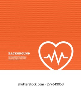 Background with seamless pattern. Heartbeat sign icon. Cardiogram symbol. Triangles orange texture. Vector