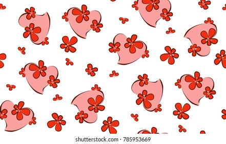 Background seamless pattern with hearts in colors Floral stylish modern wallpaper. Vector illustration. Commitment. Wedding. Valentine's Day.