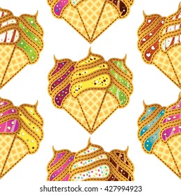 Background seamless pattern ice creams