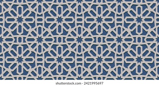 Background with seamless pattern in islamic style, ornamental design for Ramadan Kareem, greeting card for ramadan for muslims.