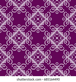 background seamless pattern with modern floral geometric ornament. vector illustration. for design print, invitation box, card. purple color theme