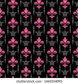 background seamless pattern. Modern retro style dark floral wallpaper pattern for graphic design, vector image