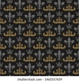 background seamless pattern. Modern royal style  dark floral wallpaper pattern for your design, vector illustration
