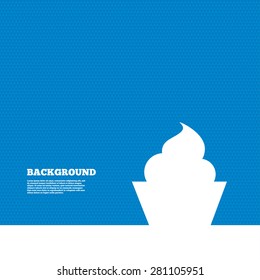 Background with seamless pattern. Muffin sign icon. Cupcake symbol. Triangles texture. Vector