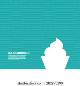 Background with seamless pattern. Muffin sign icon. Cupcake symbol. Triangles green texture. Vector