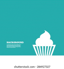 Background with seamless pattern. Muffin sign icon. Cupcake symbol. Triangles green texture. Vector