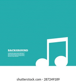 Background with seamless pattern. Music note sign icon. Musical symbol. Triangles green texture. Vector