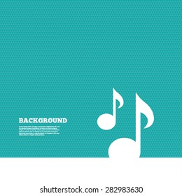 Background with seamless pattern. Music notes sign icon. Musical symbol. Triangles green texture. Vector