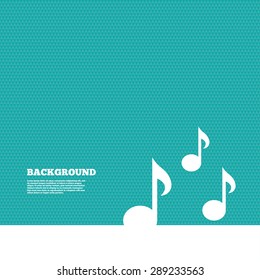 Background with seamless pattern. Music notes sign icon. Musical symbol. Triangles green texture. Vector
