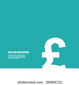 Background with seamless pattern. Pound sign icon. GBP currency symbol. Money label. Triangles green texture. Vector