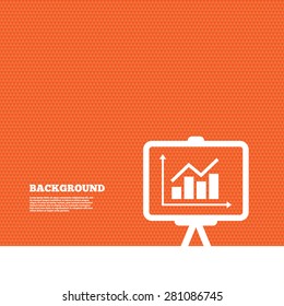 Background with seamless pattern. Presentation billboard sign icon. Scheme and Diagram symbol. Triangles orange texture. Vector